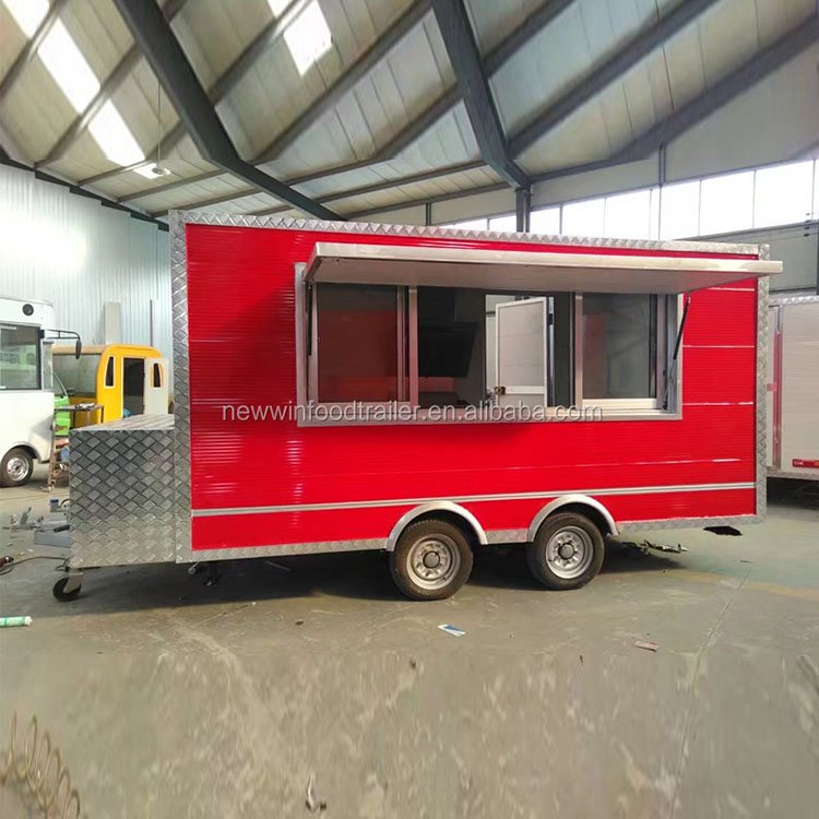 New Product Stainless Steel Mobile Safe and Durable Red Food Truck Bratwurst Fast Food Truck Food Trailer Carts